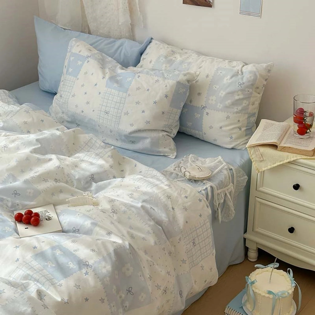 STORESDE 3pcs  Blue Duvet Cover Set (1*Duvet Cover + 2*Pillowcase, Without Core), Blue Bedding Set, Soft Comfortable