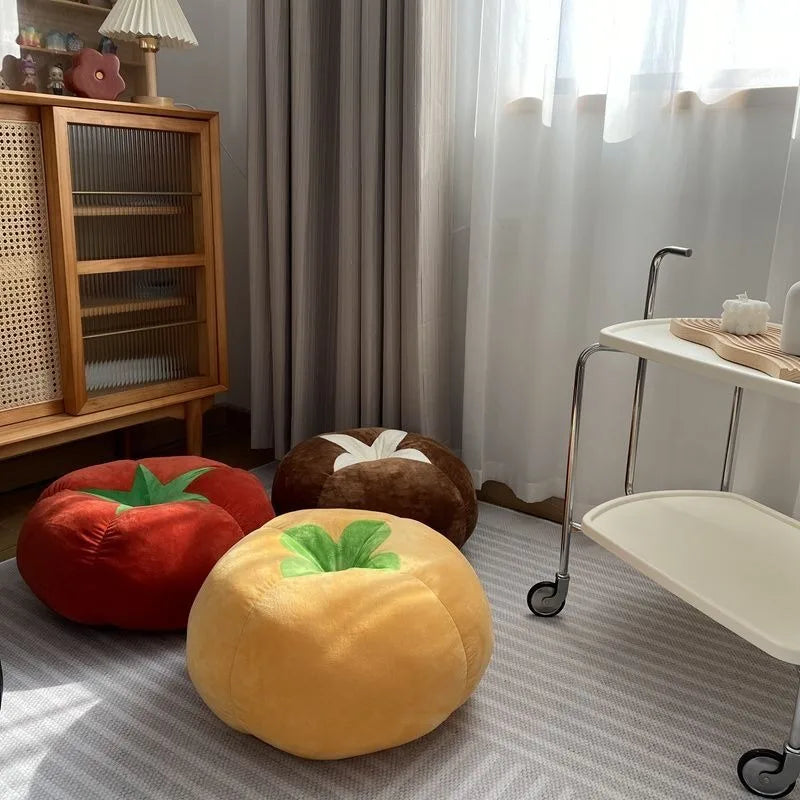 STORESDE ins cute soft cute mushroom tomato futon cushion bed cushion doll throw pillow lazy living room sofa pillow