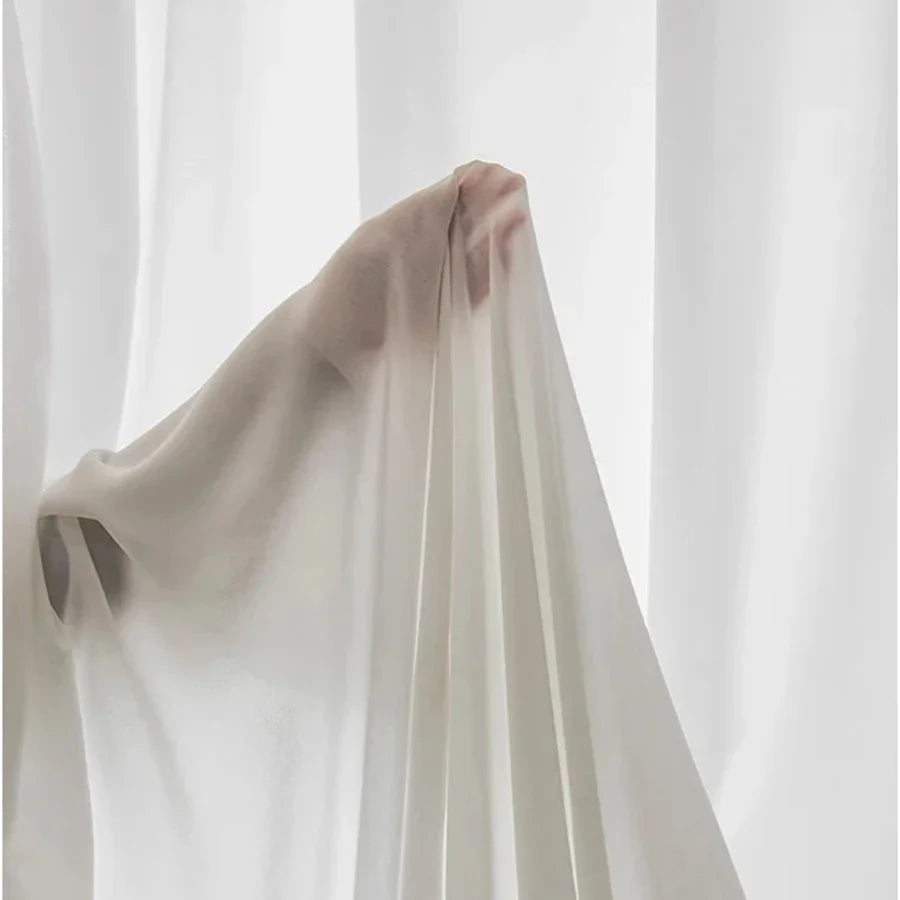 STORESDE White Vintage Ruffle Tulle Curtains For Girls Bedroom Romantic Bay Window Drapes Living Room Soft Chiffon Thicker Sheer