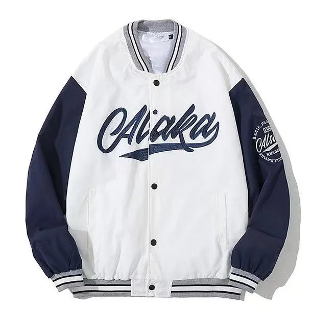 STORESDE American New Retro Letter Flocking Splicing Jacket Female Y2K High Street Fashion Hip-hop Loose Tooling Baseball Uniform Jacket