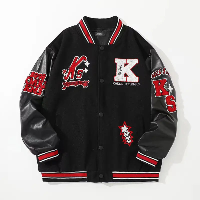 STORESDE American New Letter Flocking Baseball Uniform Jacket Y2K Retro Vintage Lovers Motorcycle Casual Jacket For Men And Women Coats
