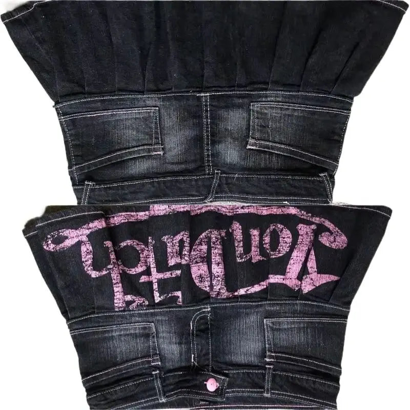 STORESDE Korean Kopo Style Retro Letters Sexy Spice Girls A Word Denim Skirt Women's Y2K New Fashion Harajuku Hip-Hop Dance Street Wear