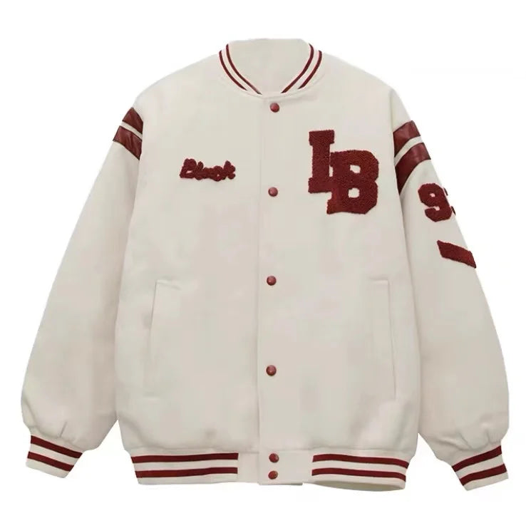 STORESDE American New Letter Flocking Baseball Uniform Jacket Y2K Retro Vintage Lovers Motorcycle Casual Jacket For Men And Women Coats