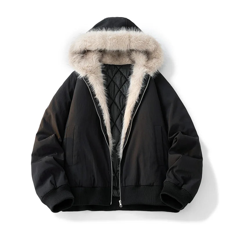 STORESDE Winter Jacket Man Women Fur Collar Fashion Parka Thick Warm Coat Oversize Loose Casual Jacket Hooded American Streetwear Cool