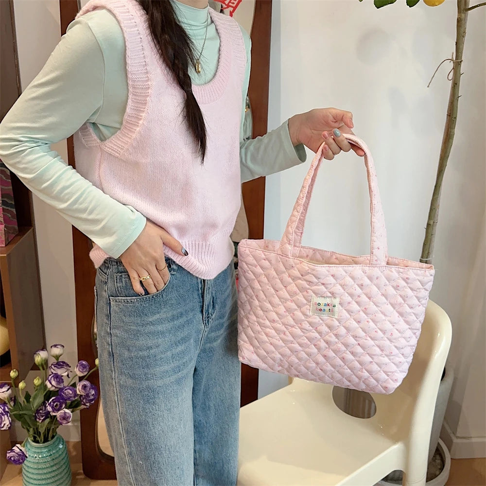 STORESDE Cartoon Print Women's Shoulder Bag Large Capacity Ladies Tote Handbags Soft Quilted Female Travel Shopping Bags Girls Book Bag