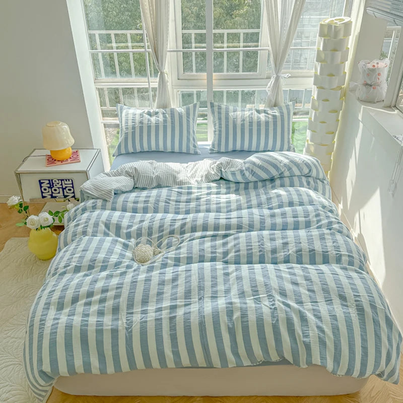 STORESDE Ins Bedding Set with Pillowcase bed sheet Single Full Size Bed Linen Duvet Cover Set Queen/King Double Comforter Cover