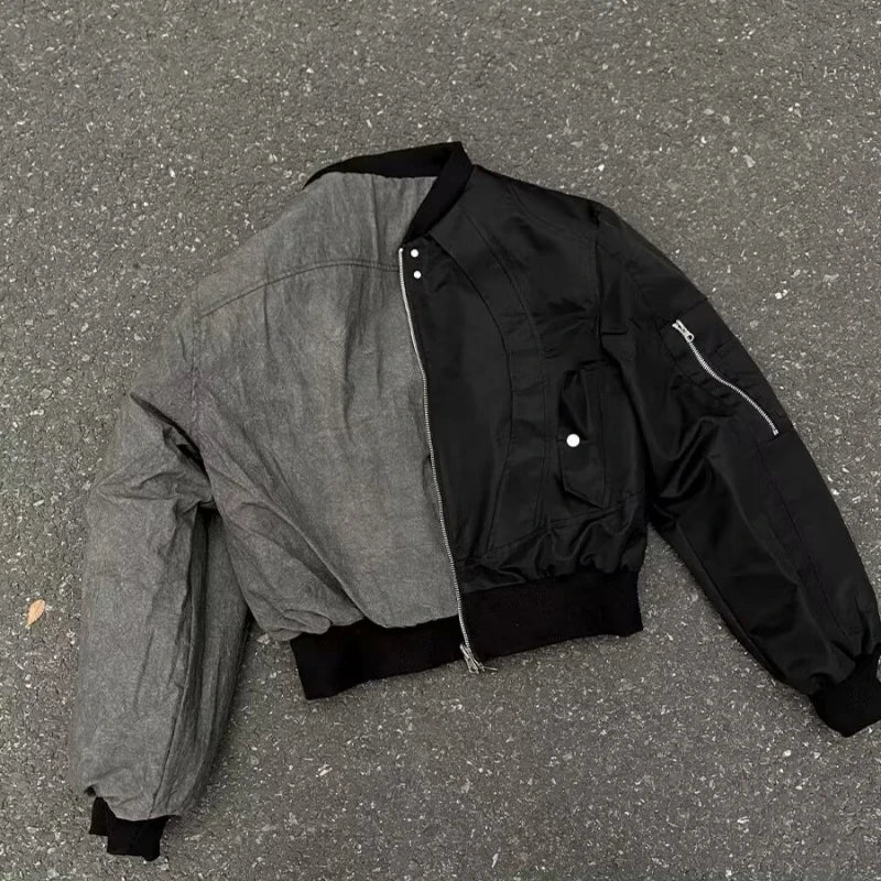 STORESDE Y2K Reversible Jacket American New Bomber Double Sided High Street Warm Coat Vintage Gothic Oversized Men Women Baseball Uniform
