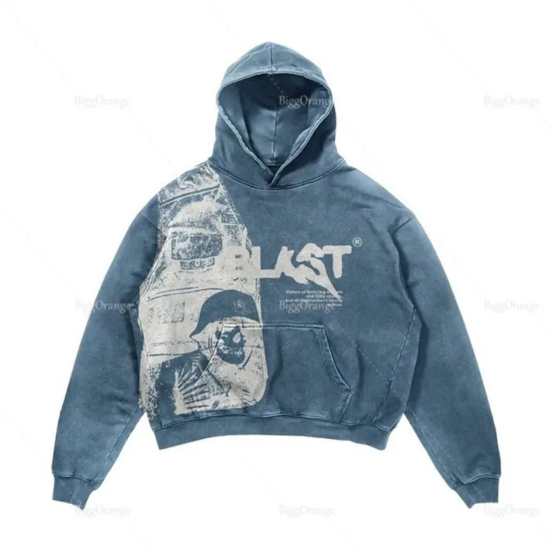 STORESDE Punk Wind Ninja Printed Long-sleeved Hoodies Couples Hip-hop Street Y2k Street Loose Fashion Oversized Hoodies Harajuku Goth Top