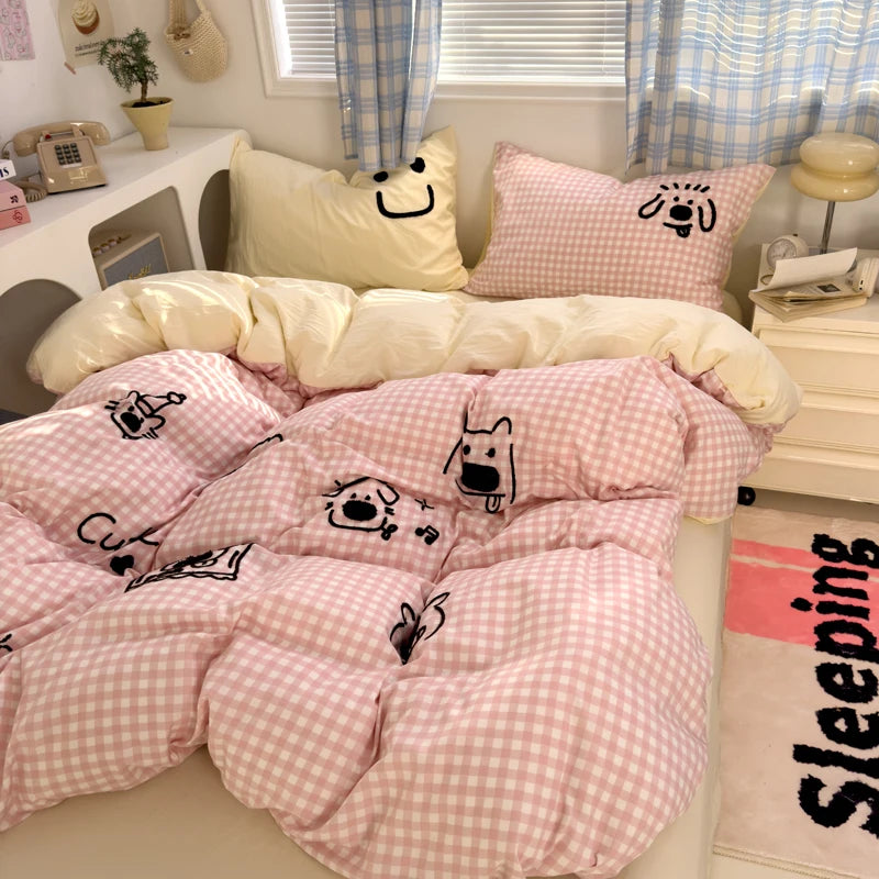 STORESDE Brown Stripe Bedding Comforter Set Pillowcase bed sheet Single Full Size Bed Linen Duvet Cover Set Queen/King Double Single Bed