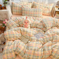 STORESDE Plaid Duvet Cover Set with 2 Pillowcases, Breathable Ultra-Soft Bedding Set for Single/Couple Size Bed, Comforter Cover Set