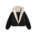 STORESDE Y2K American Black Retro Wool Collar Thickened Cotton Jacket Men And Women Fashion Punk Vintage Streetwear Loose Casual Jackets