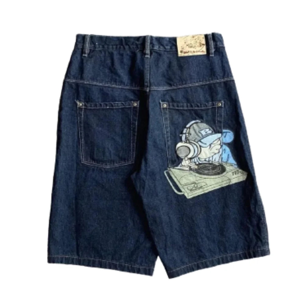 STORESDE Streetwear Y2k Shorts Hip Hop Cartoon Graphic Embroidery Baggy Denim Gym Shorts Summer New Harajuku Gothic Men Basketball Shorts