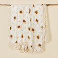 STORESDE Cotton Breathable Flowers Print Baby Tassels Swaddle Blanket Summer Air Condition Cover Blanket For Kids Stoller Cover Blanket