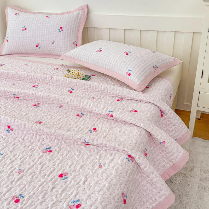 STORESDE 1pc Purple Flower Quilted Bedspreads for Bed Thick Patchwork Blanket Single/Queen/King Floral Style Quilted Duvet Soft Bedspread