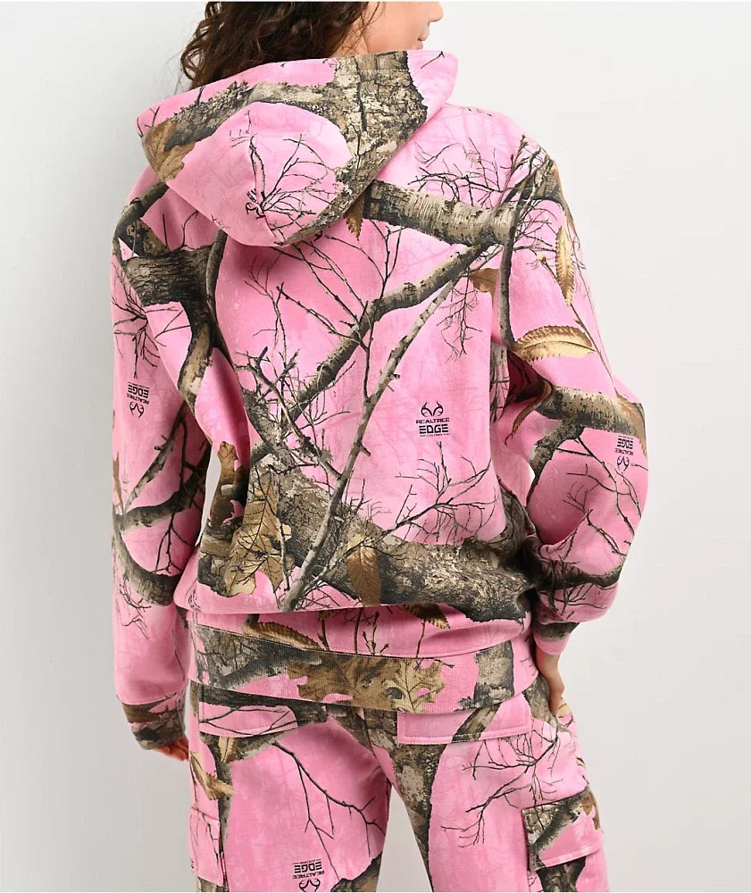 STORESDE Streetwear Pink Camo Zipper Hoodie Y2k Harajuku Retro Gothic Two Piece Set Mens and Womens New Fashion Casual Camo Sports Pants