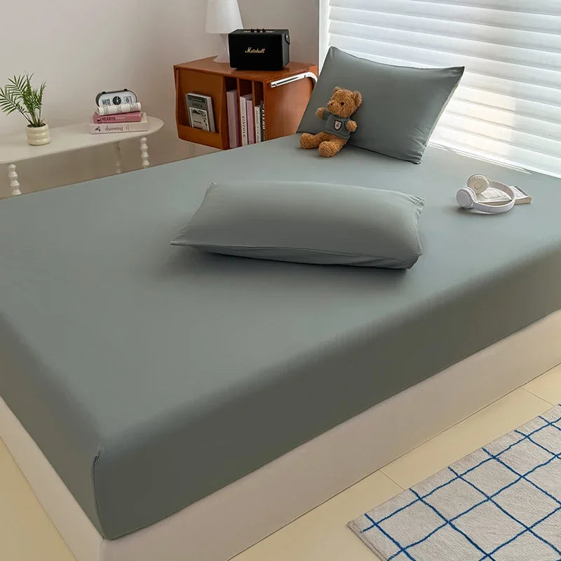 STORESDE Washed Fitted Sheet with Elastic Bands Non Slip Adjustable Mattress Cover for Single Double King Queen Bed 90x200 150x200 180