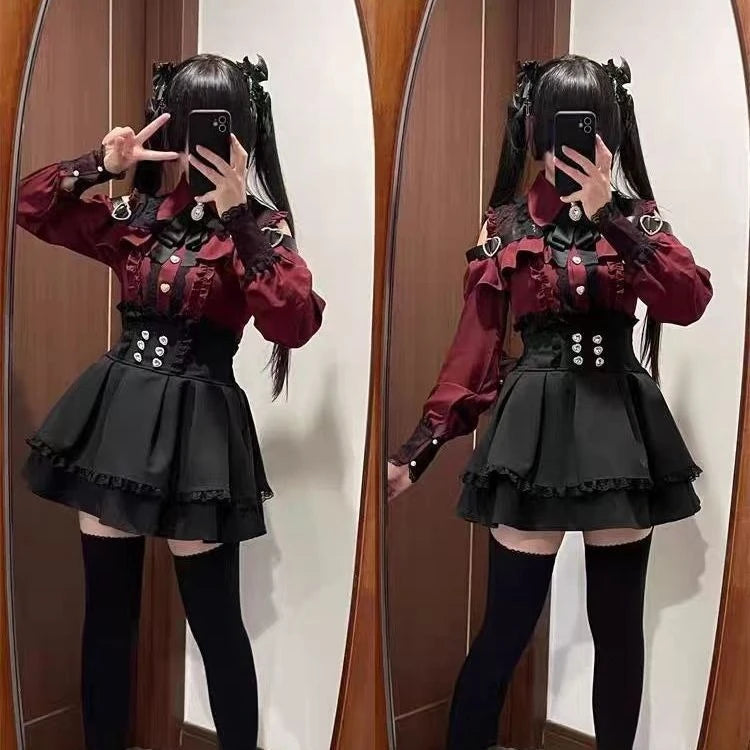 STORESDE Harajuku Sweet Bow Black Plaid Dresses All-match Slim Fit Kawaii Lolita Dress for Women Autumn New Long Sleeve Vestidos De Mujer