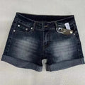 STORESDE Retro Roll Up Hem Deep Blue Denim Shorts Women Summer Sexy Low Rise Hip Covering Hot Pants American Distressed Washed Jean Short