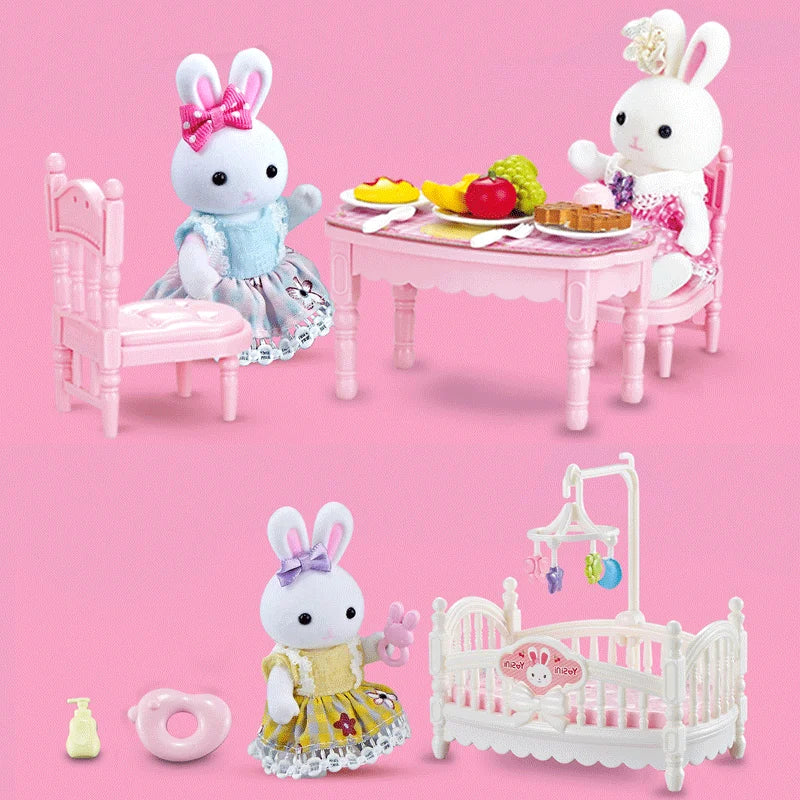 STORESDE Little Rabbit Bedroom kitchen outdoor gamesLovely Scene Play Toys Simulation Modelling Children Birthday Easter Gift