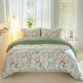 STORESDE 3pcs/set Leaf Floral Pattern Duvet Cover Set(1 Duvet Cover & 2 Pillowcase）Soft And Skin-Friendly Duvet Cover Bedding Set For