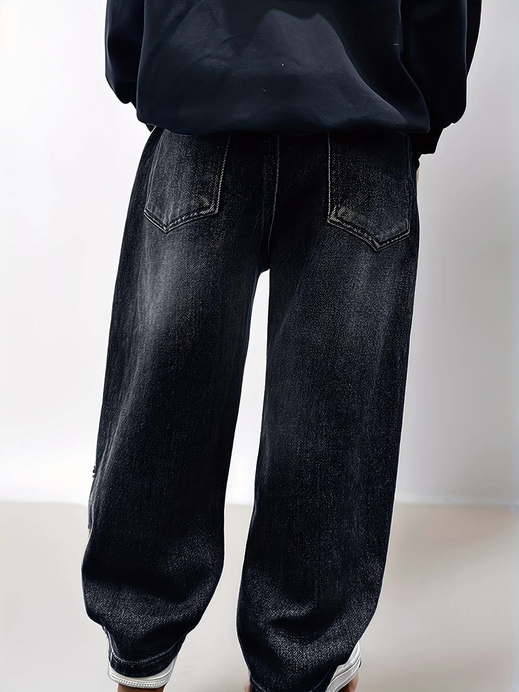 STORESDE Boy's jeans, boy's all-season loose trendy jeans, street casual hip-hop pants, festival-style pants.Full elastic waistband
