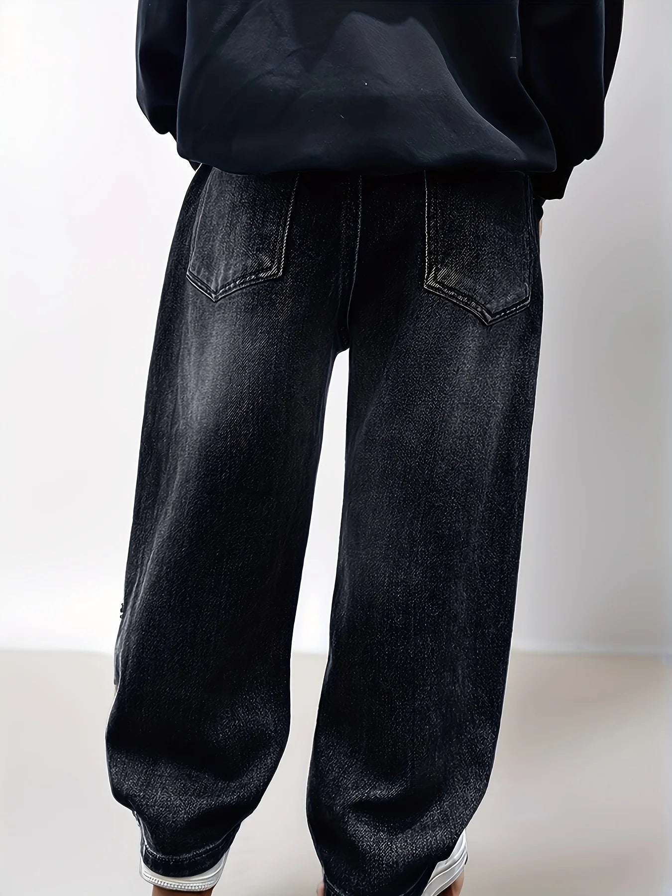 STORESDE Boy's jeans, boy's all-season loose trendy jeans, street casual hip-hop pants, festival-style pants.Full elastic waistband