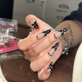 STORESDE Europe America Spice Girl Handmade Long Square Stilettos Fake Nails Metal Rivet Chain Flowers Lips Bowknot Diamond Press On Nail