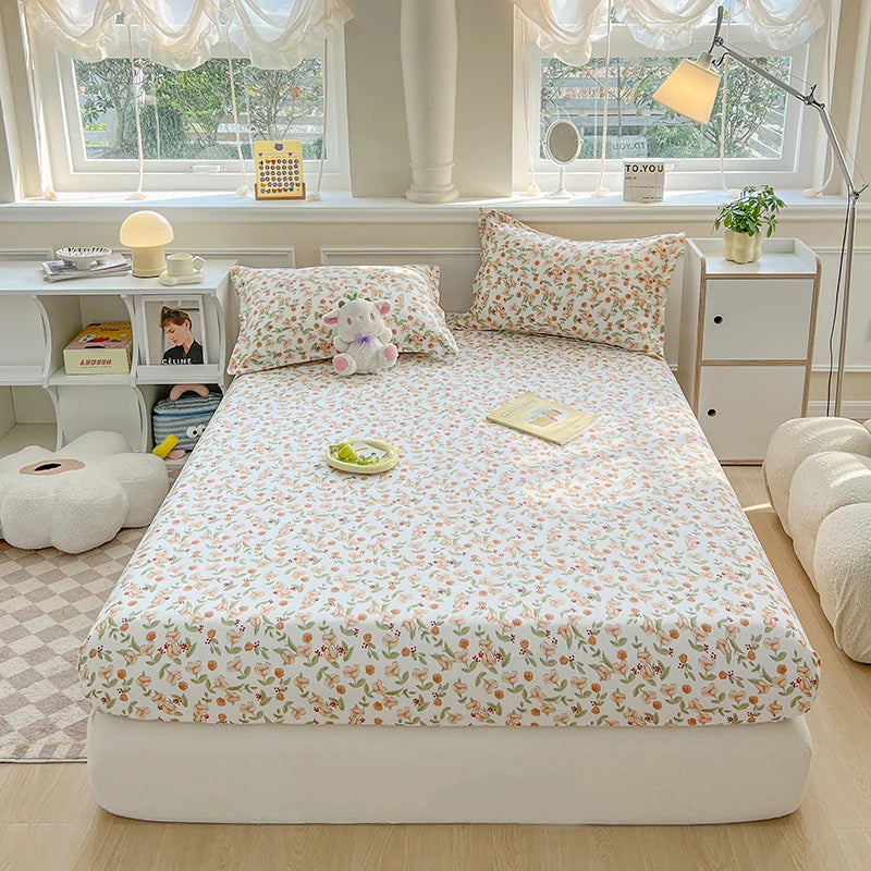 STORESDE One printed single-piece bed hat (without pillowcase) mattress cover full cover dust-proof anti-slip bed cover for all seasons
