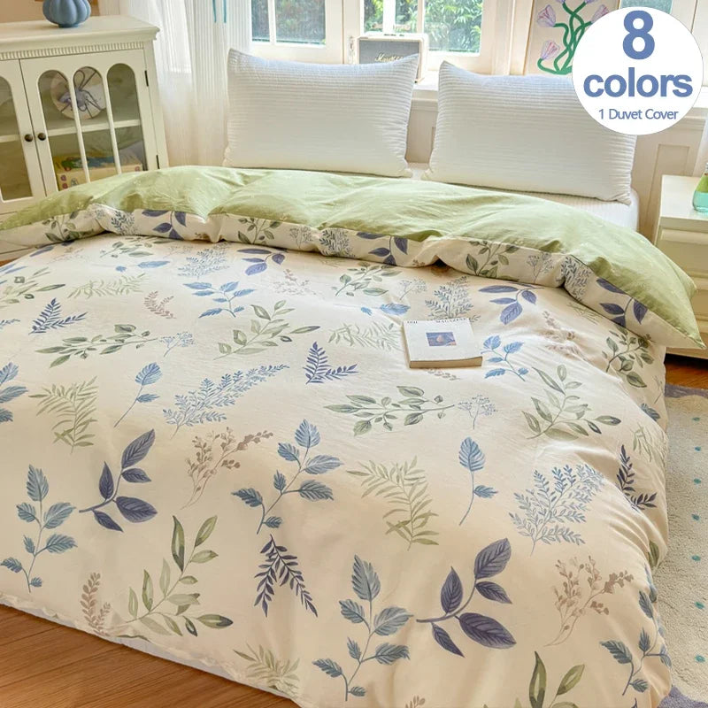 STORESDE Floral Printed Duvet Cover 1Piece- 100% Cotton Luxury Bedding, Pre-Washed for Softness, for Bedroom Decor - Zipper Closure