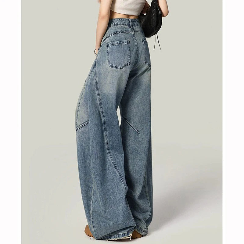 STORESDE Hot Sale Girls Leisure Daily Jeans Women Ins Fashion High Waist Straight Leg Pants Female Chic Ripped Loose Denim Trousers
