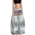 STORESDE 2025 New Autumn American Design Flame Print Drawstring Wide-leg Casual Sweatpants for Men and Women Loose Pink Fashion Trousers